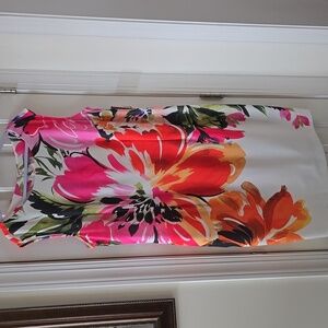 MAYA BROOKE WOMEN'S PLUS SIZE GREEN & WHITE FLORAL SLEEVELESS DRESS SIZE 20W